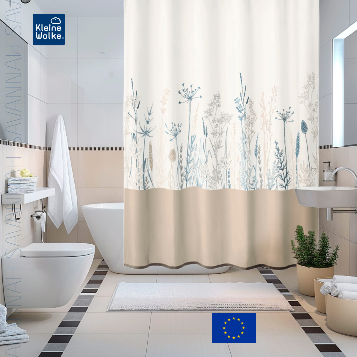 Штора для ванной комнаты Kleine Wolke Savannah Multicolor 180х200см 
Штора для ванной комнаты Kleine Wolke Savannah Multicolor 180х200см