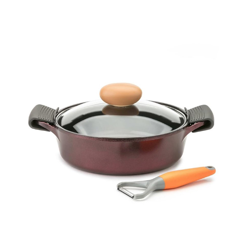 

Жаровня литая со стеклянной крышкой Frybest 22 см, Бордовый
