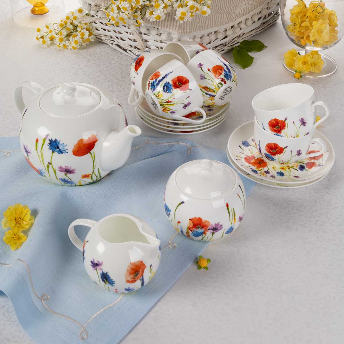 

Сервиз чайный Zapel Fleurs des champs 15 предметов на 6 персон