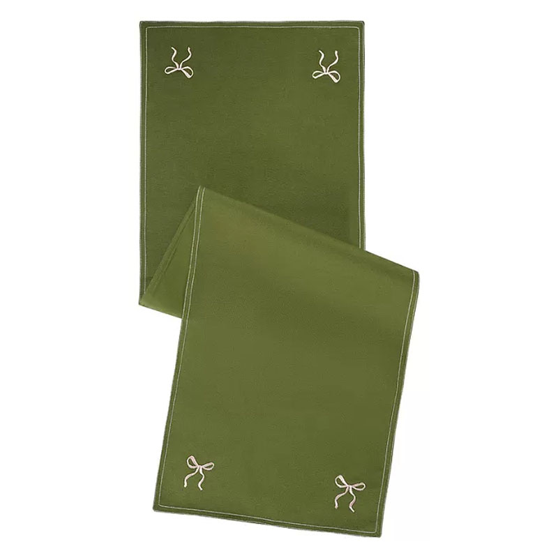 

Дорожка на стол Tkano Essential Fancy Bows, олива