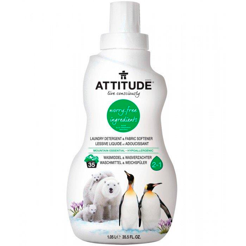 Жидкость для стирки Attitude 2в1 Mountain Essentials, 1040мл Attitude 52340, цвет белый
