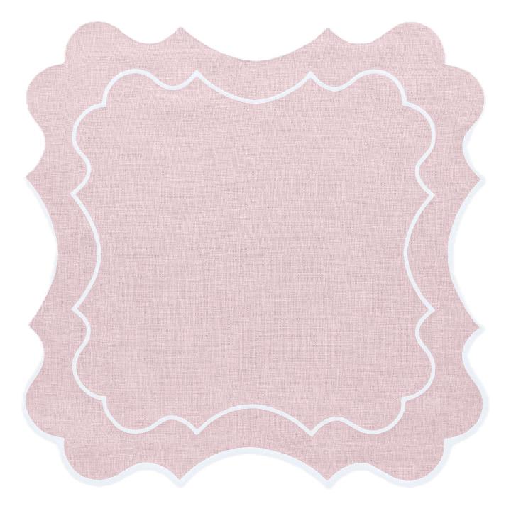 Салфетка сервировочная Amitile Мария-Антуанетта 43х43см лен розовый, вышивка белая