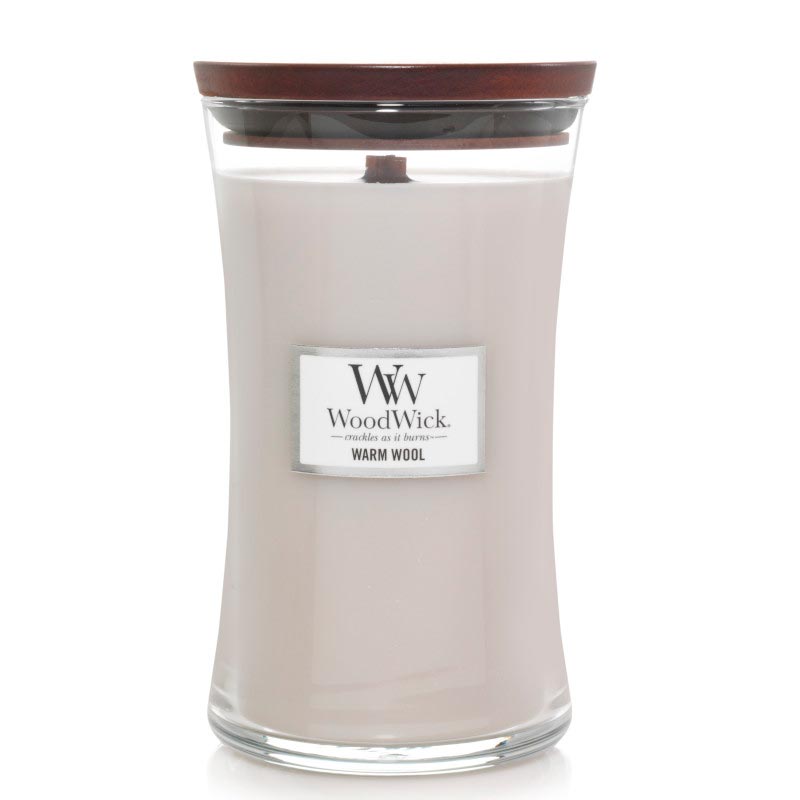 

Аромасвеча Woodwick большая Теплая шерсть, Серый