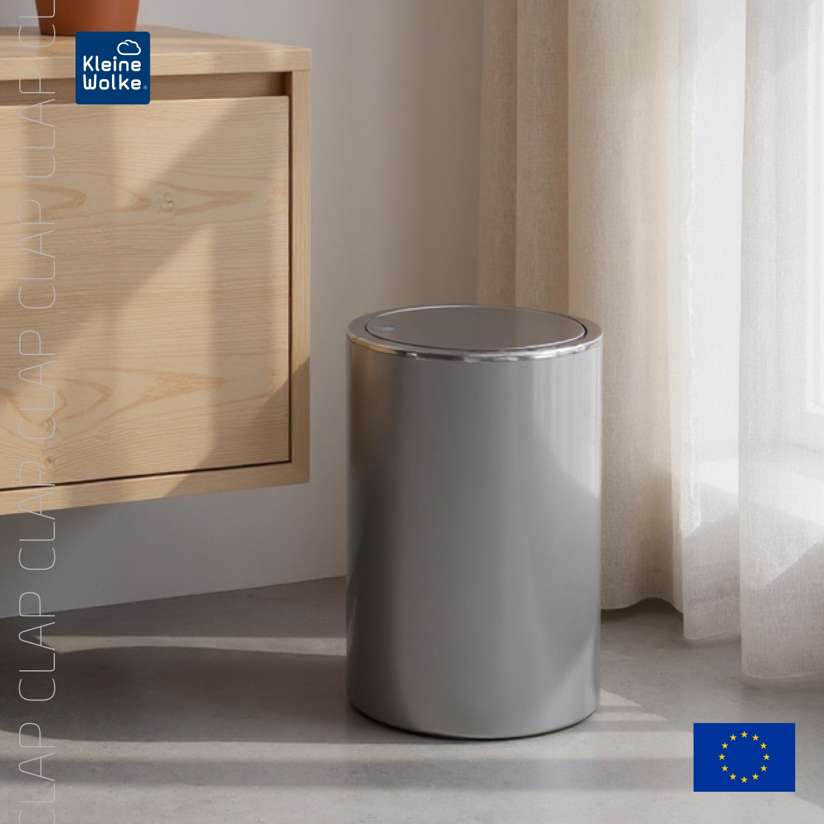 

Ведро для мусора Kleine Wolke Clap 5л, цвет серый