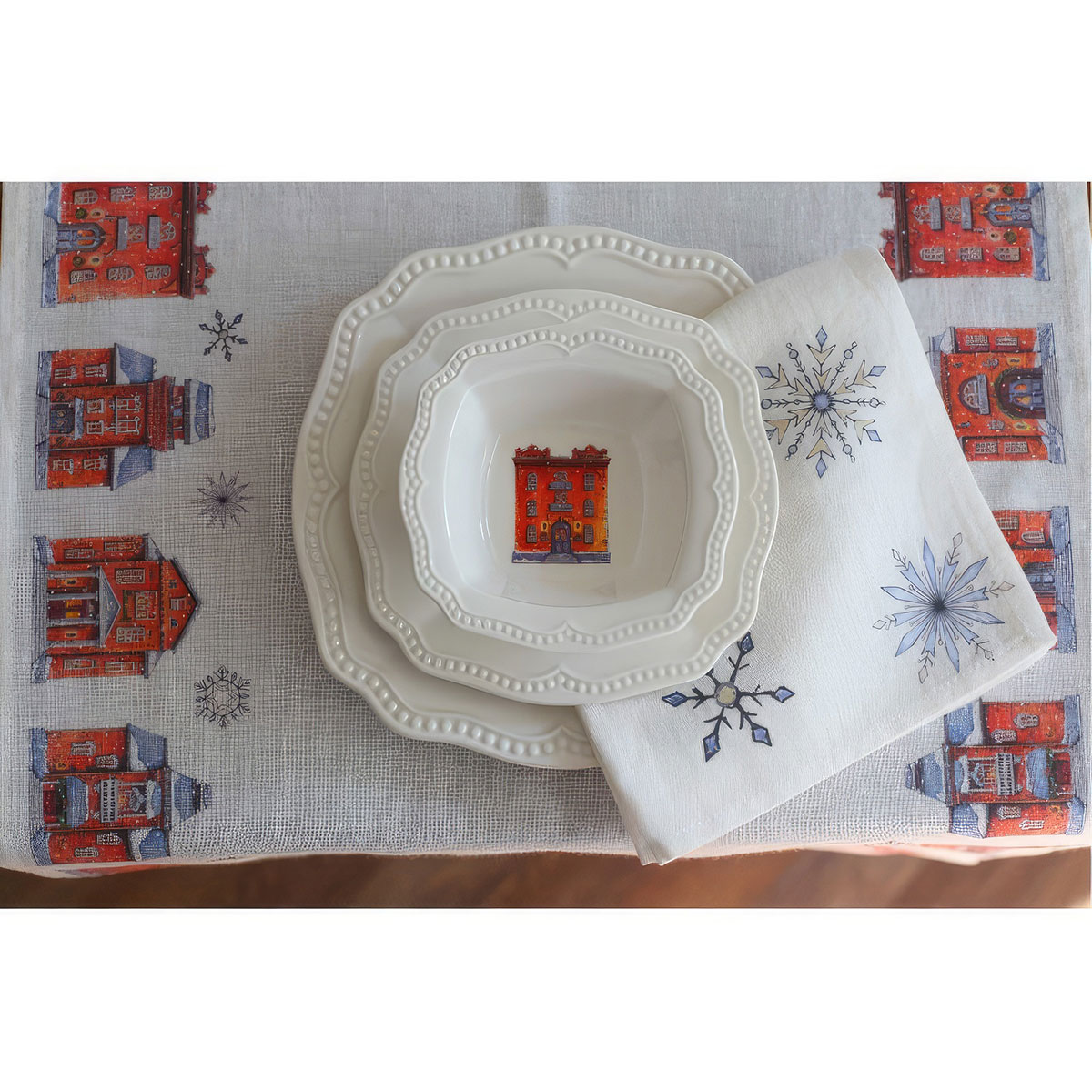 Тарелка закусочная Myatashop Snow Town 16см, в подарочной упаковке Myatashop STM8968-16, цвет белый - фото 5