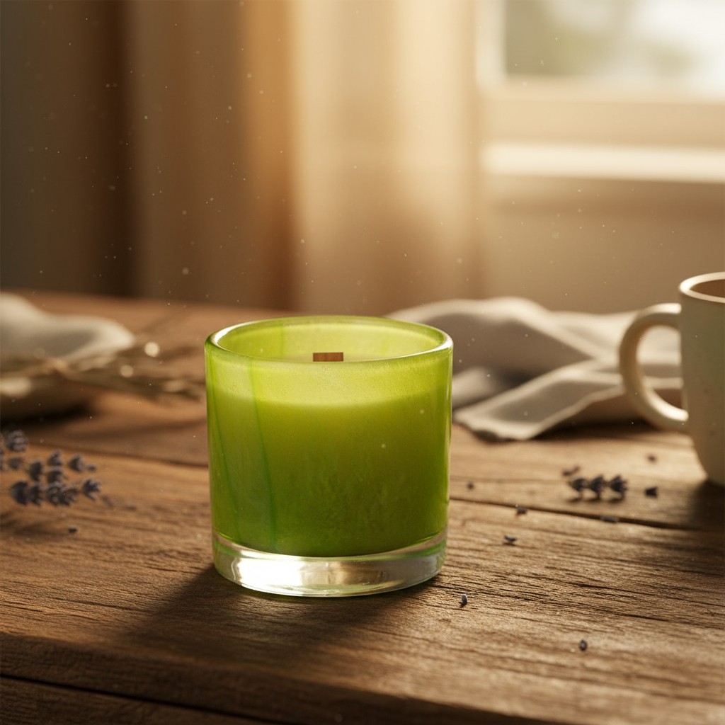 

Свеча в стекле гутной работы Zapel Грин лайн