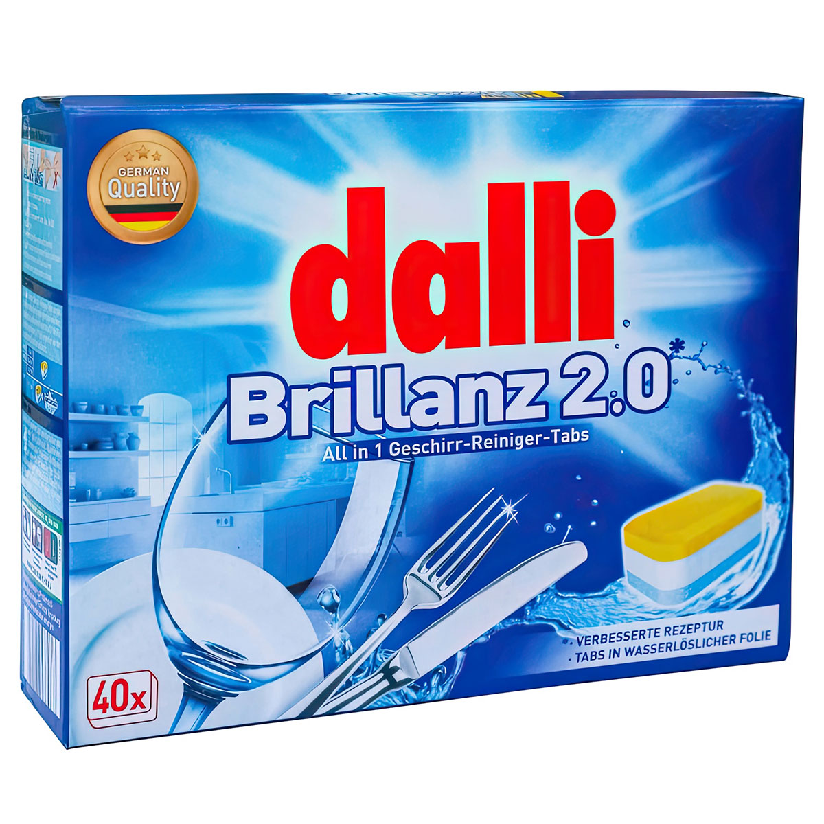 Таблетки для посудомоечных машин Dalli Brillanz, 40шт. Dalli 00-00000027, цвет белый