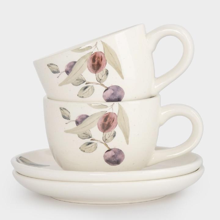 Набор чайных пар Anna Lafarg Сливы на 2 персоны