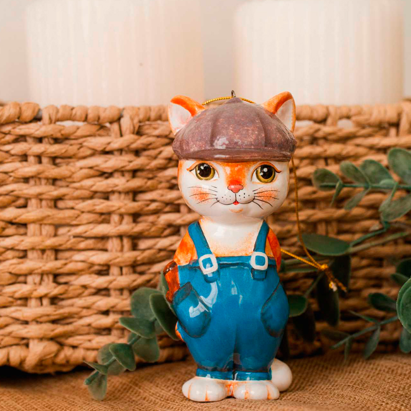 

Елочная игрушка Ярославская Керамическая Мануфактура Кот Хулиган, Разноцветный
