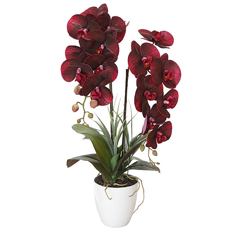 Растение искусственное Garda Decor Орхидея бордовая в горшке Garda Decor 29BJ-170-12, цвет бордовый
