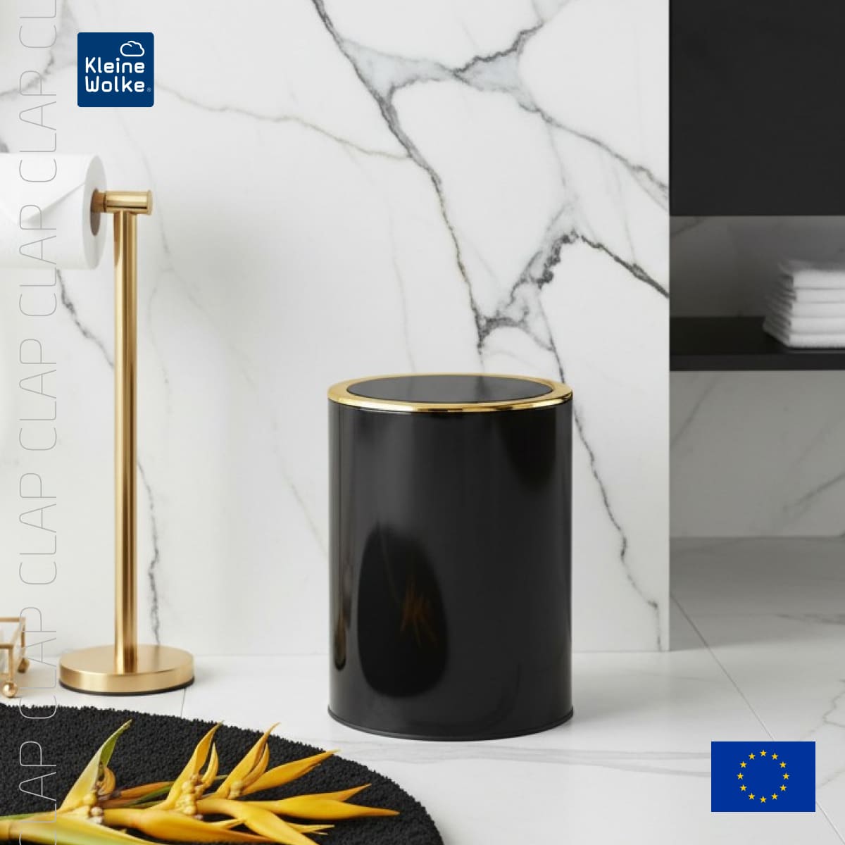 Ведро для мусора Kleine Wolke Golden Clap, цвет черный