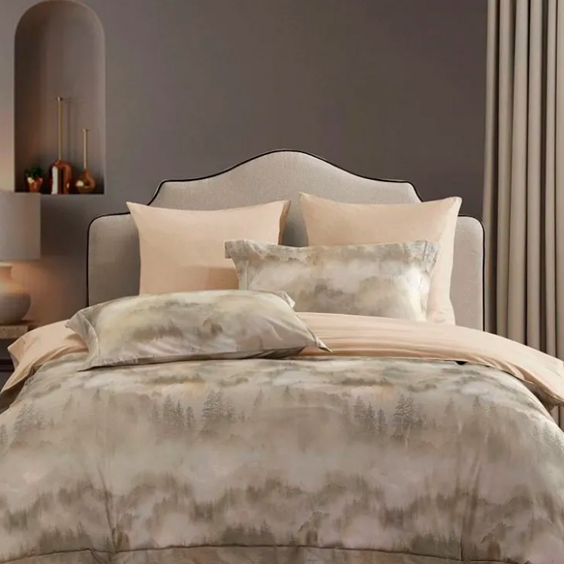 

Комплект постельного белья евро Anabella Asabella туманный лес на бежевом