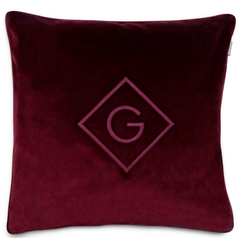 Наволочка декоративная Gant Home Velvet G, цвет бордовый