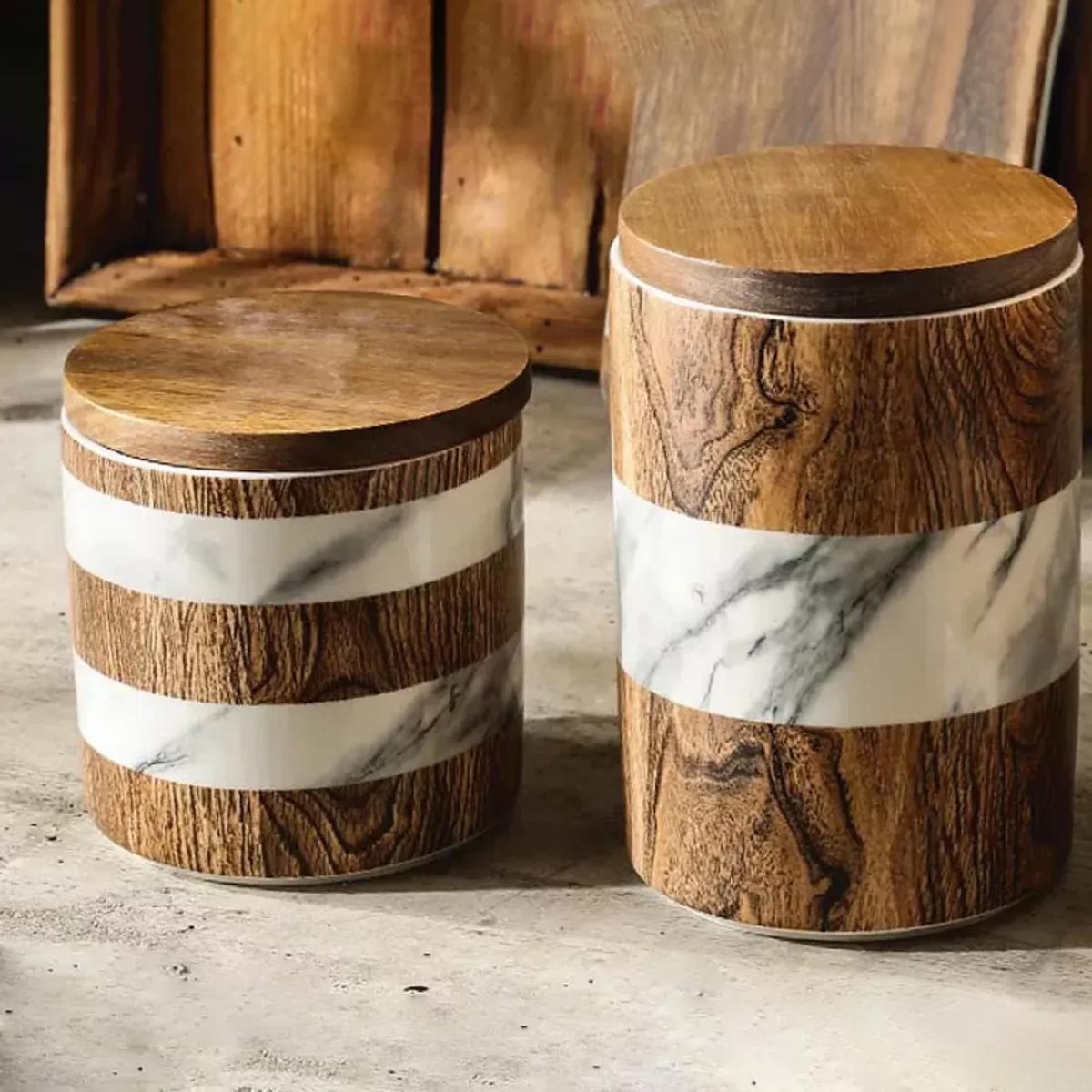 

Банка для сыпучих продуктов Home & Style Wood&Marble 0,7л, Коричневый;серый