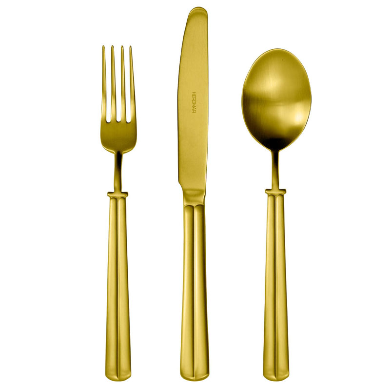 

Набор столовых приборов Herdmar Brooklyn 24 предмета на 6 персон, золотой матовый