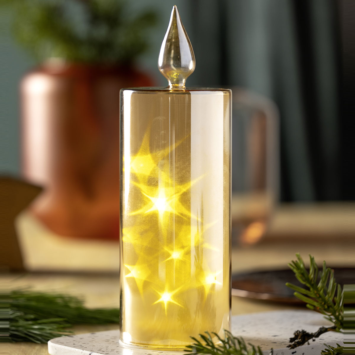 Свеча LED Leonardo Autentico 27см, золото ваза розовая малая стекло цвет прозрачный 27см