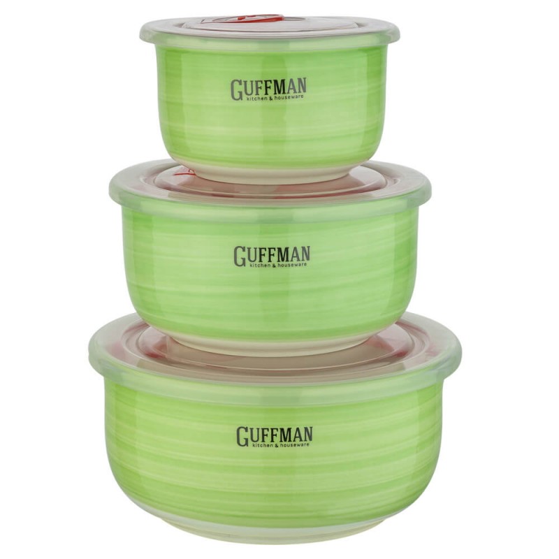 Набор контейнеров Guffman с вакуумной крышкой 3шт, зеленый