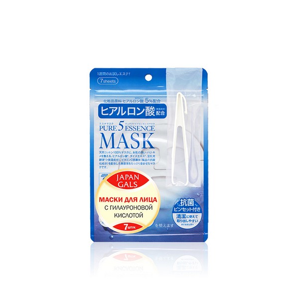 Маска для лица Japan Gals Pure 5 Essential с гиалуроновой кислотой, 7шт маска для лица с гиалуроновой кислотой саше 25г