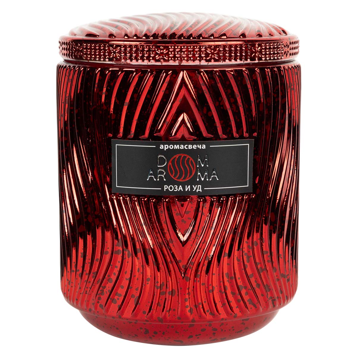 Свеча Dom Aroma Пламя Роза и уд в стеклянном подсвечнике с крышкой Dom Aroma 11014, цвет красный - фото 1