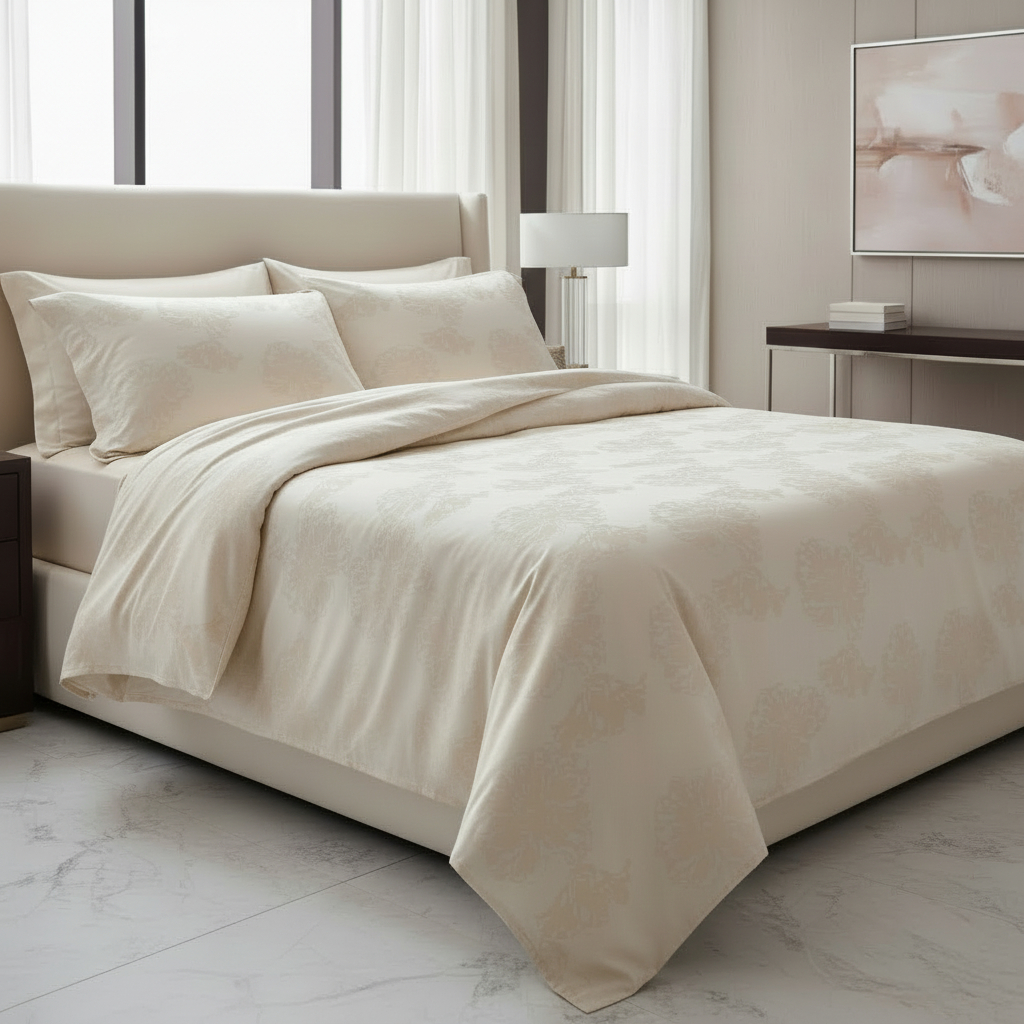 Комплект постельного белья евро Lameirinho Jacquard светло-бежевый 45180₽