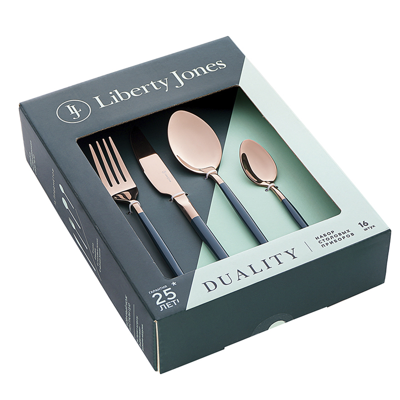 Набор столовых приборов Liberty Jones Duality 16 предметов на 4 персоны, розовое золото Liberty Jones LJ0000206, цвет золотистый - фото 11