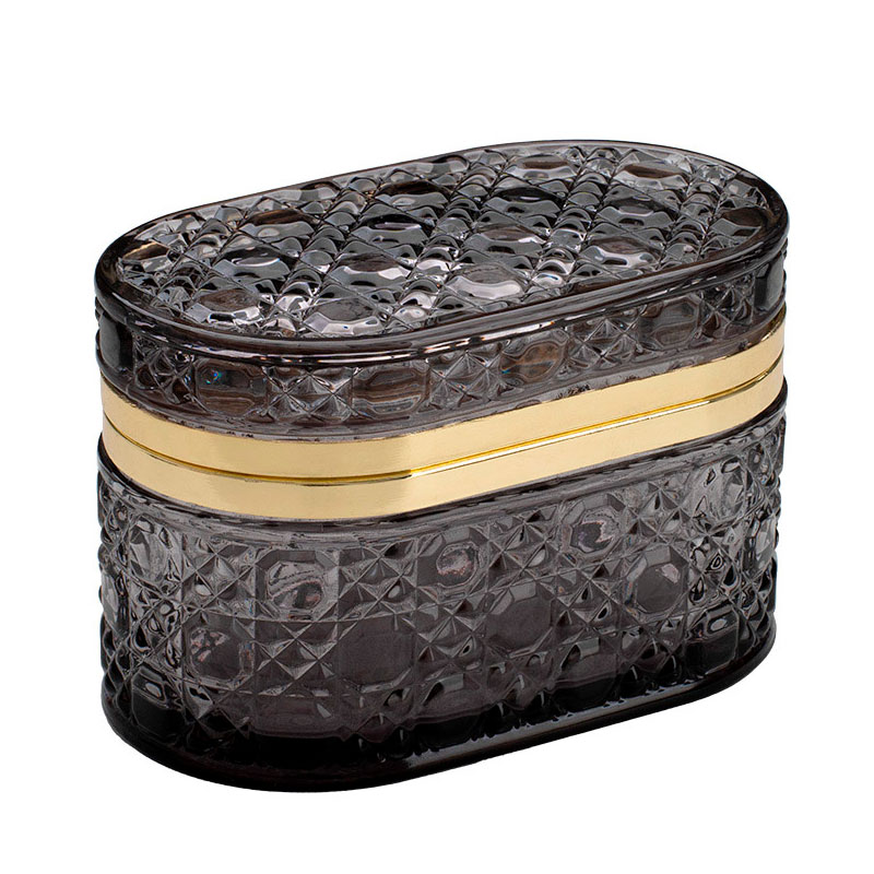 Шкатулка овальная Вещицы, цвет пепельно-черный с золотым