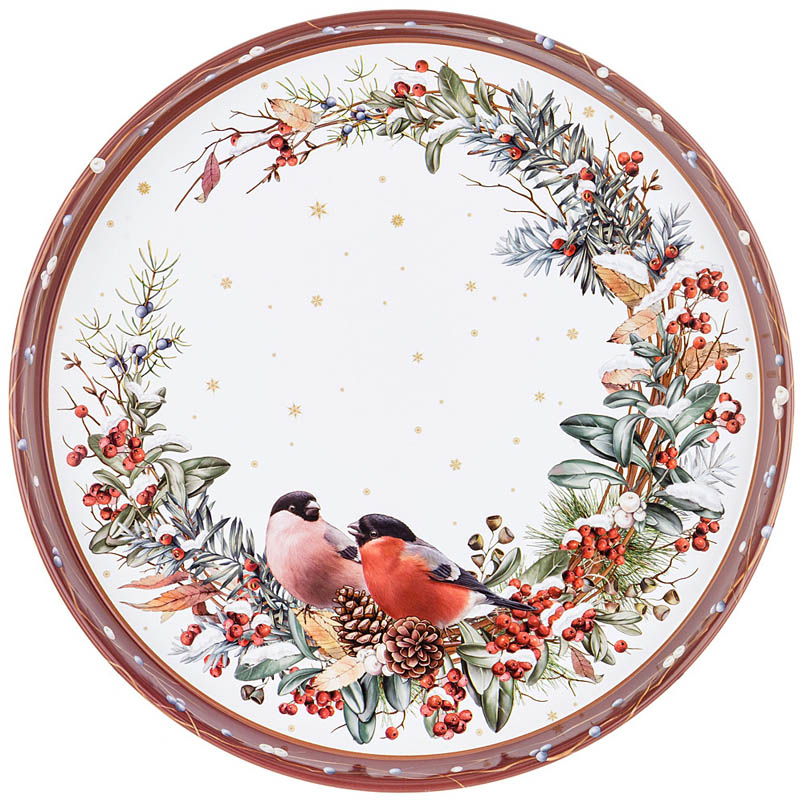 

Поднос Agness Морозко Снегири 33x2,1см, красный