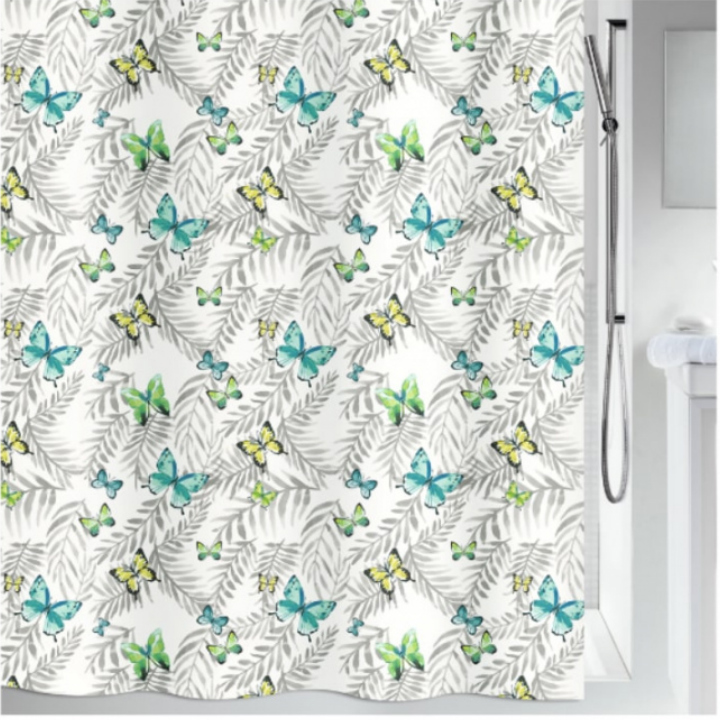 

Штора для ванной Spirella Papillons, 240х180см, полиэстер, цвет зеленый, Разноцветный