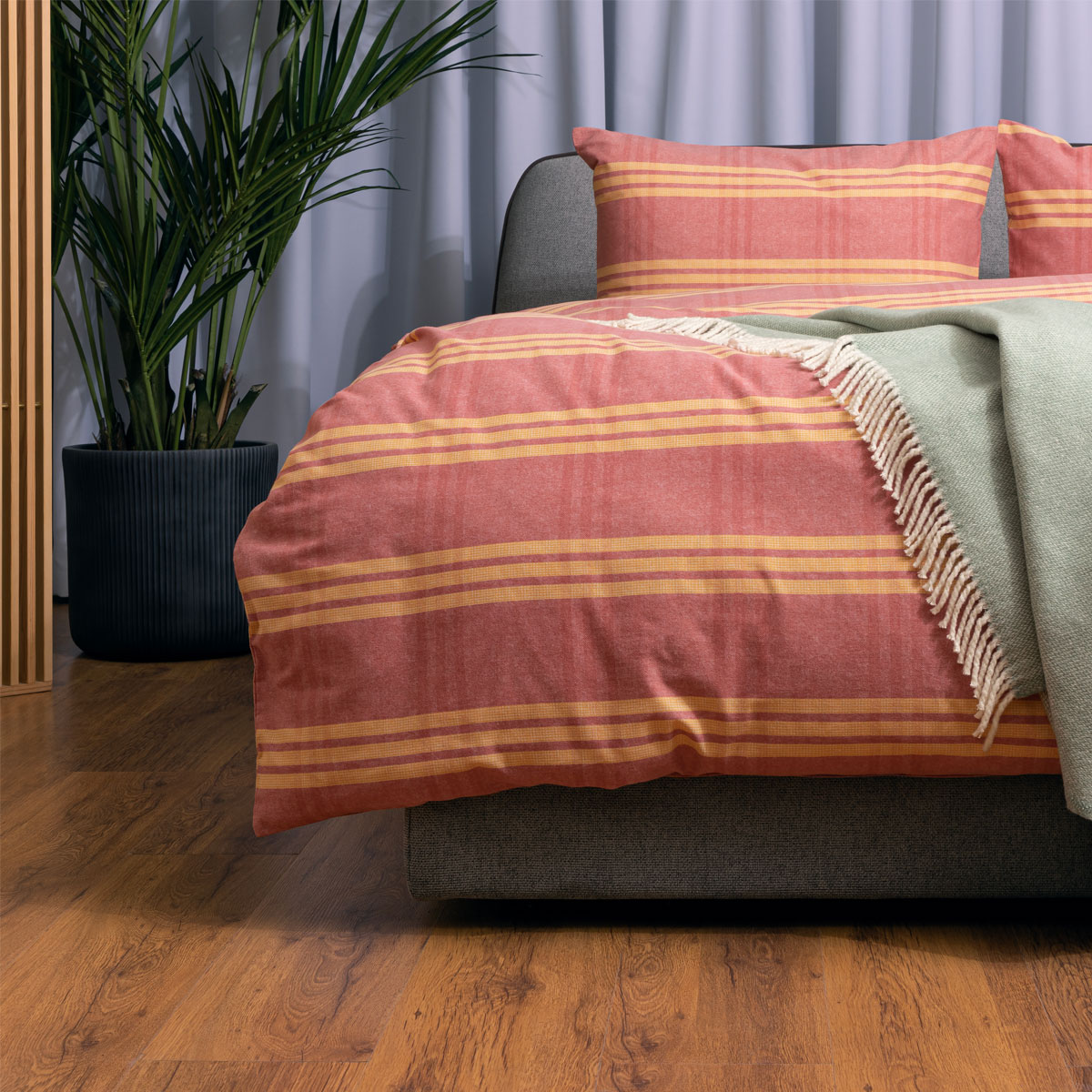 Комплект постельного белья 1,5-спальный Pappel red-yellow stripe Pappel SYXUR355AMT/150200S, цвет розовый