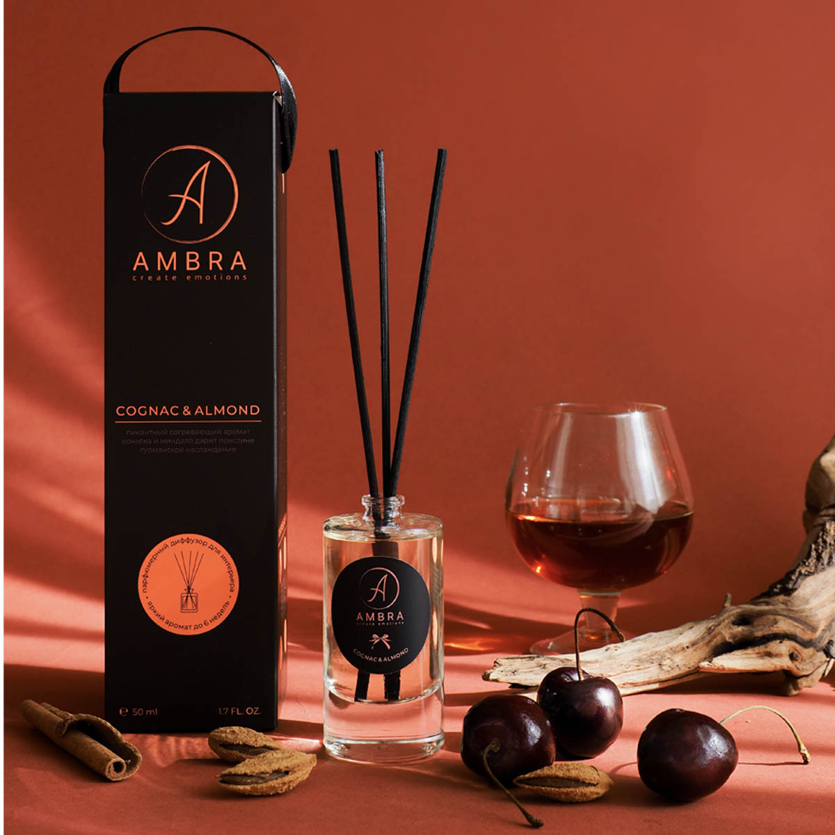 Диффузор ароматический Ambra Cognac & Almond 50мл Ambra AMB160 - фото 9