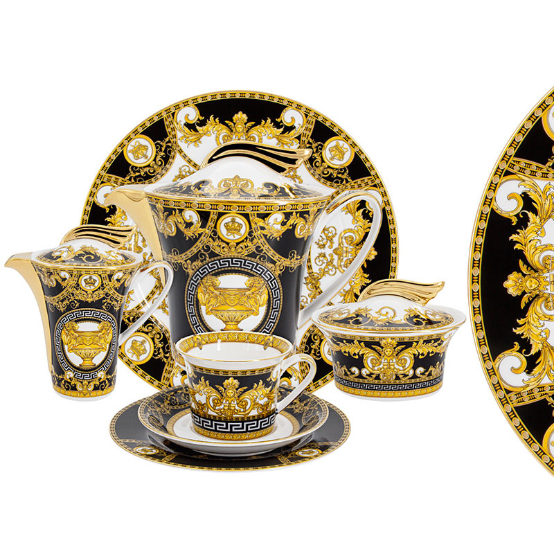 Сервиз чайный Royal Crown Монплезир 40 предметов на 12 персон Royal Crown RC9-40TS-666B, цвет золотистый - фото 1