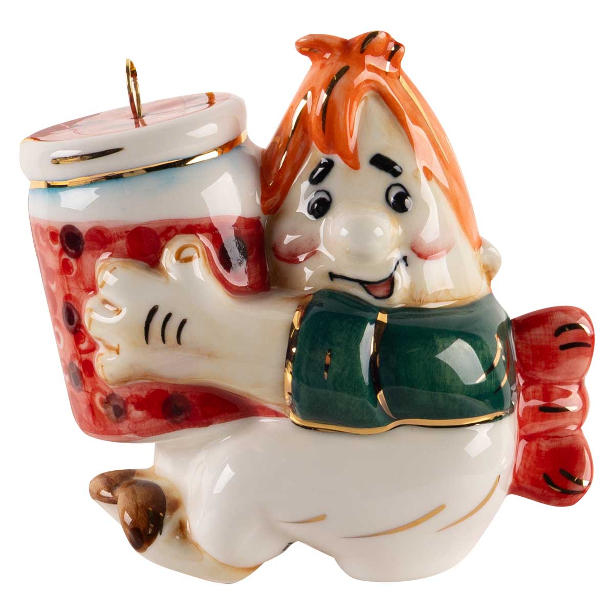 

Елочная игрушка Лефортовский фарфор Карлсон с открытыми глазами