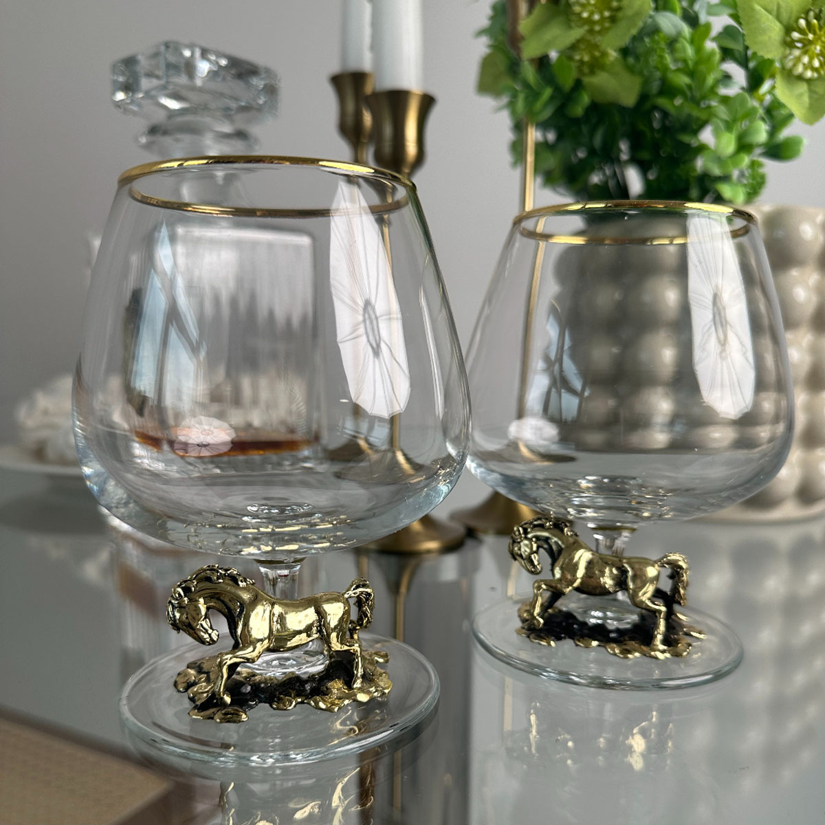 

Набор бокалов для коньяка Город Подарков со статуэткой Лошадь 2шт, в черной подарочной коробке