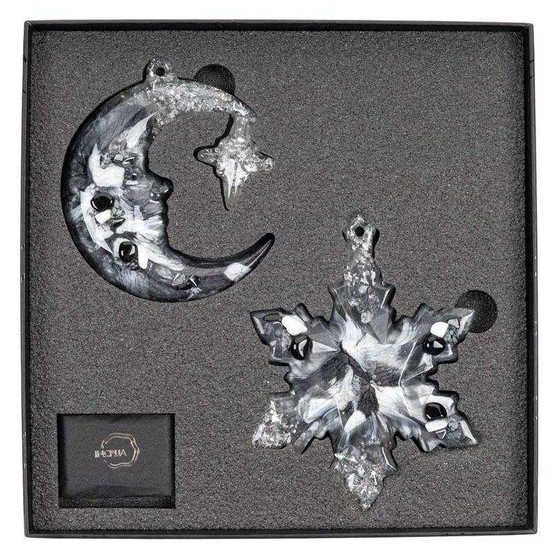 

Набор елочных игрушек из обсидиана Incrua Полумесяц и Звезда