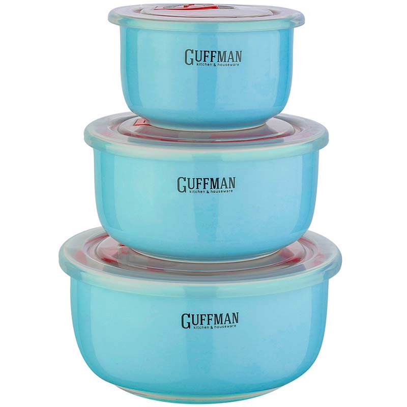 Набор контейнеров с вакуумной крышкой Guffman Ceramics 3шт, голубой