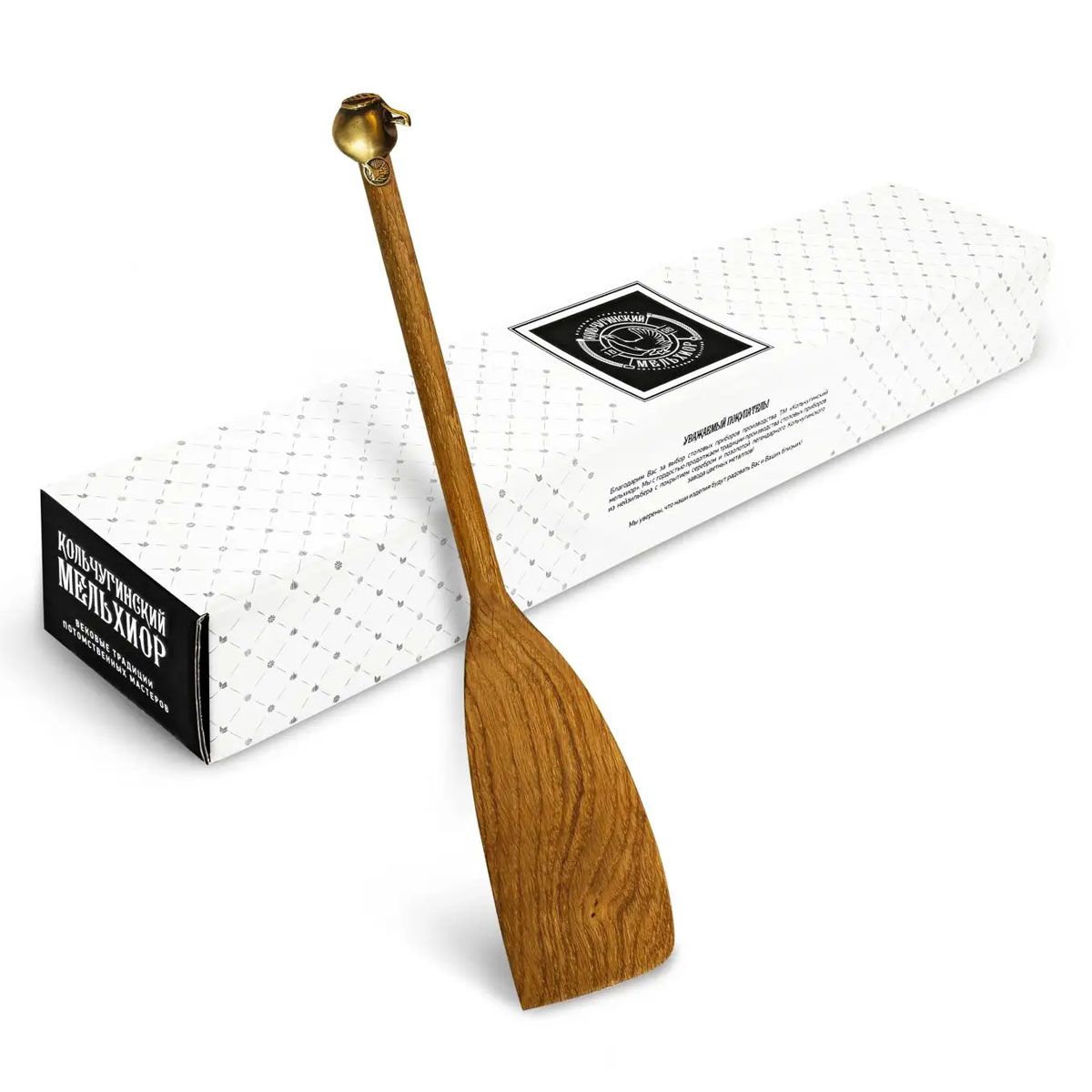 

Лопатка Кольчугинский Мельхиор Яблоко, деревянная с латунной накладкой широкая