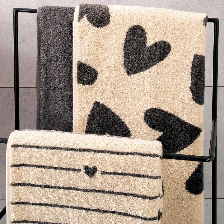 Полотенце Cawo Heart Beats 50x100см, цвет темно-серый