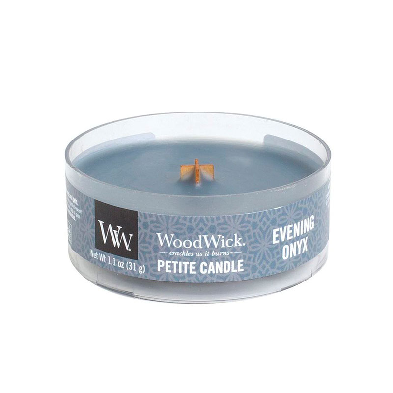 

Свеча ароматическая мини Woodwick Вечерний оникс, Голубой