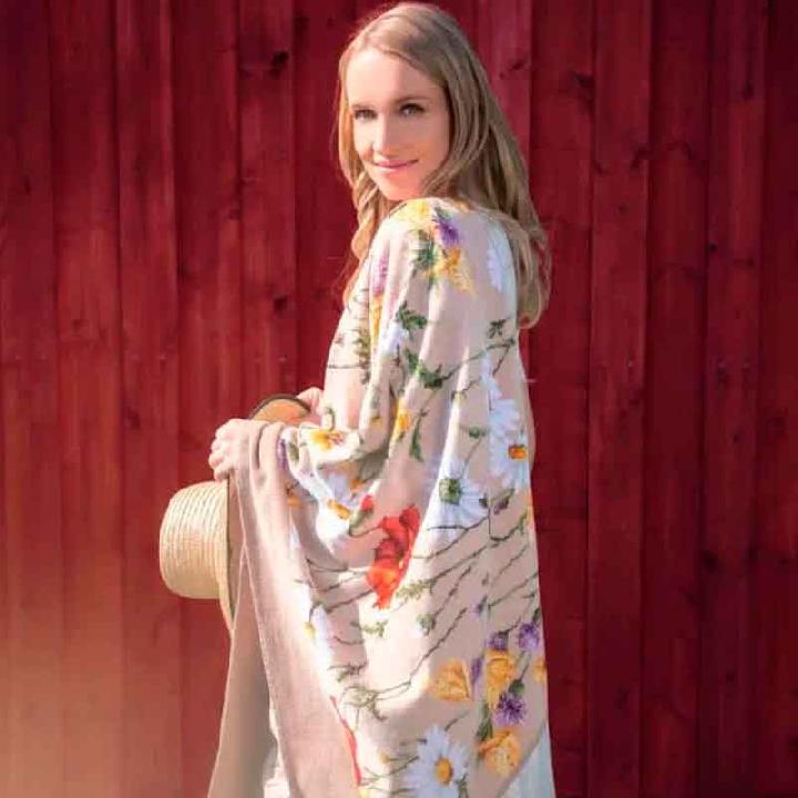 Плед Feiler Daisy Field Beige 150x250см, сафари
