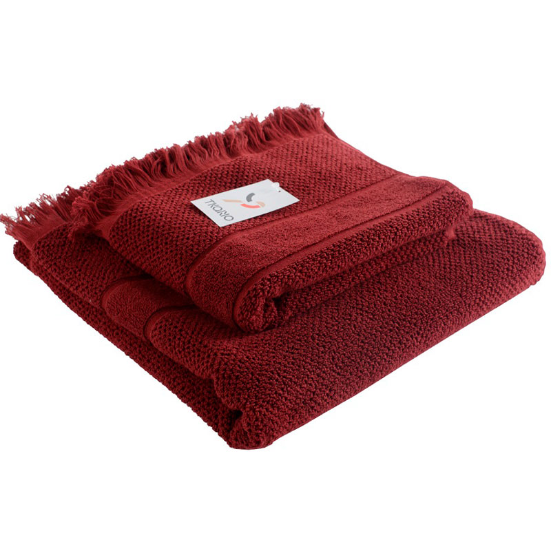 

Полотенце банное Tkano Essential 70х140см с бахромой, бордового цвета, Красный