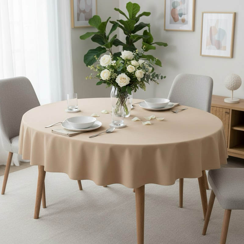 

Скатерть круглая Elpida Бежевая однотонная 170см