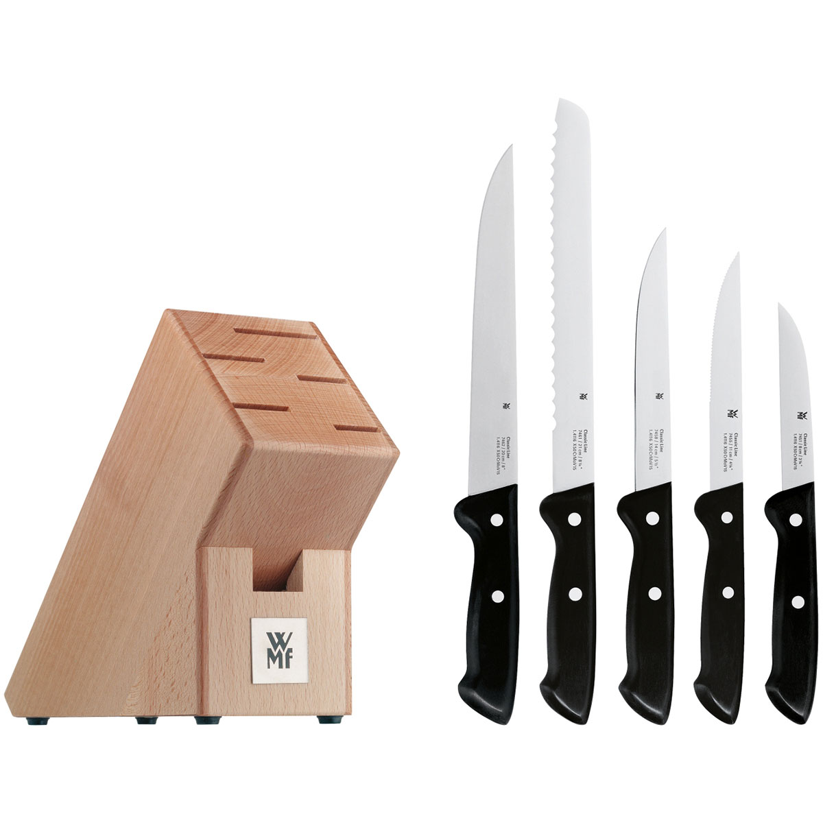 Набор ножей WMF Classic Line, 6 предметов с блоком WMF 3201003014, цвет серебристый - фото 2