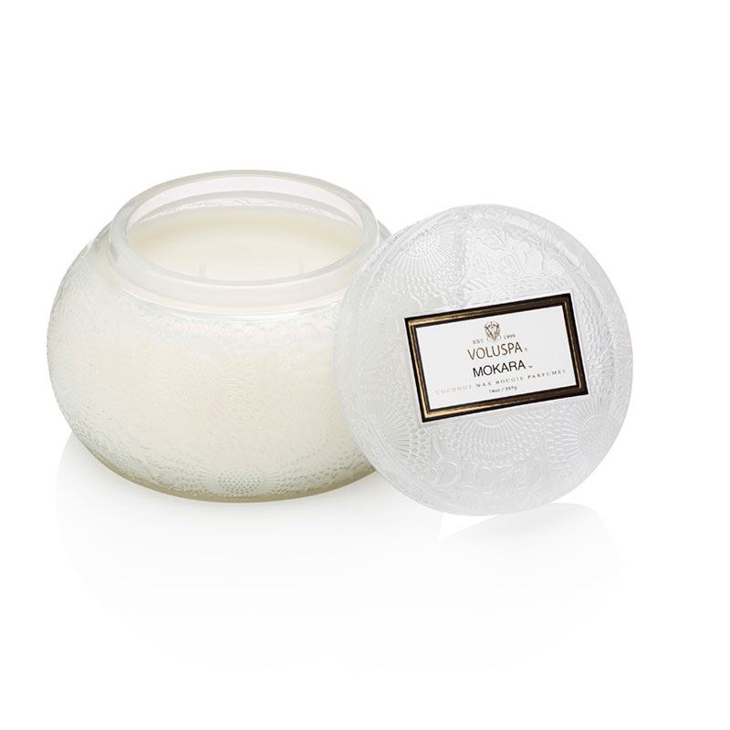 

Свеча ароматическая Voluspa Орхидея, в стеклянной чаше с крушкой, Белый