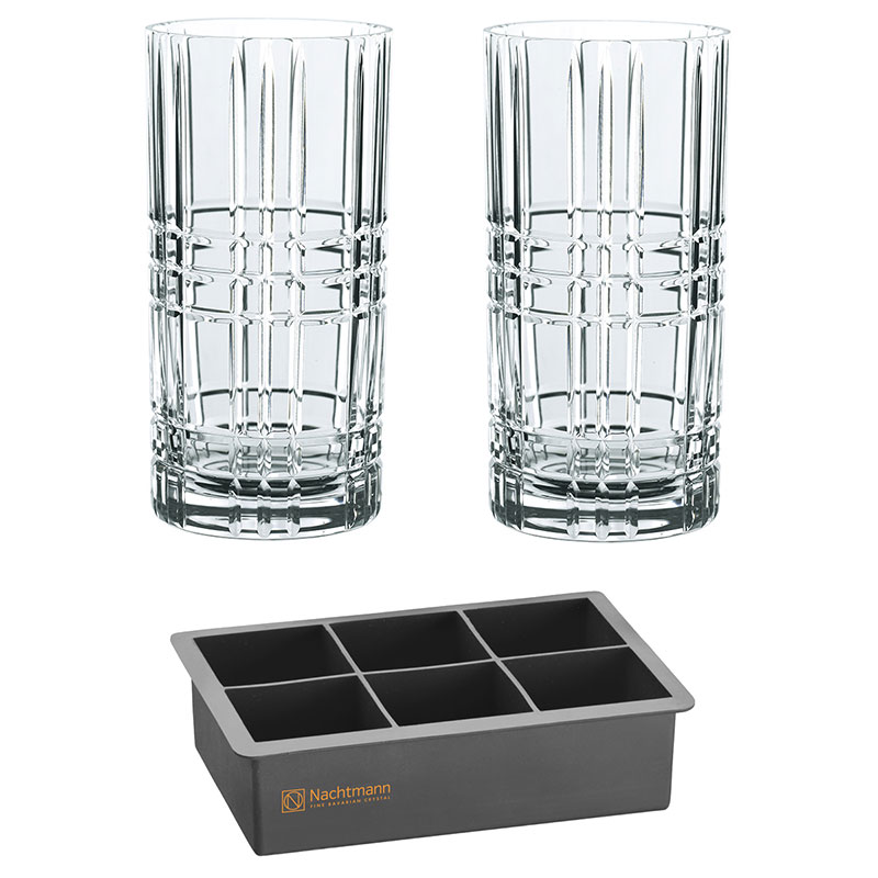 Набор Nachtmann Square Ice Cube: стаканы высокие 2шт и емкость для льда Nachtmann 104369, цвет прозрачный - фото 2