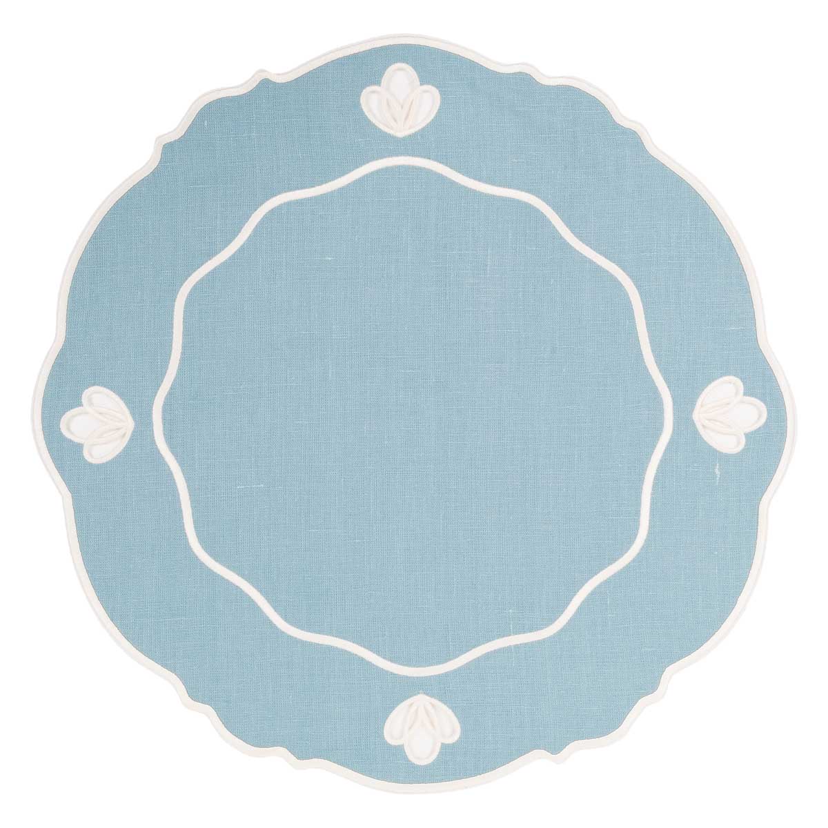 

Салфетка подстановочная Amitile Marquise de Pompadour светлая вышивка на бирюзовом