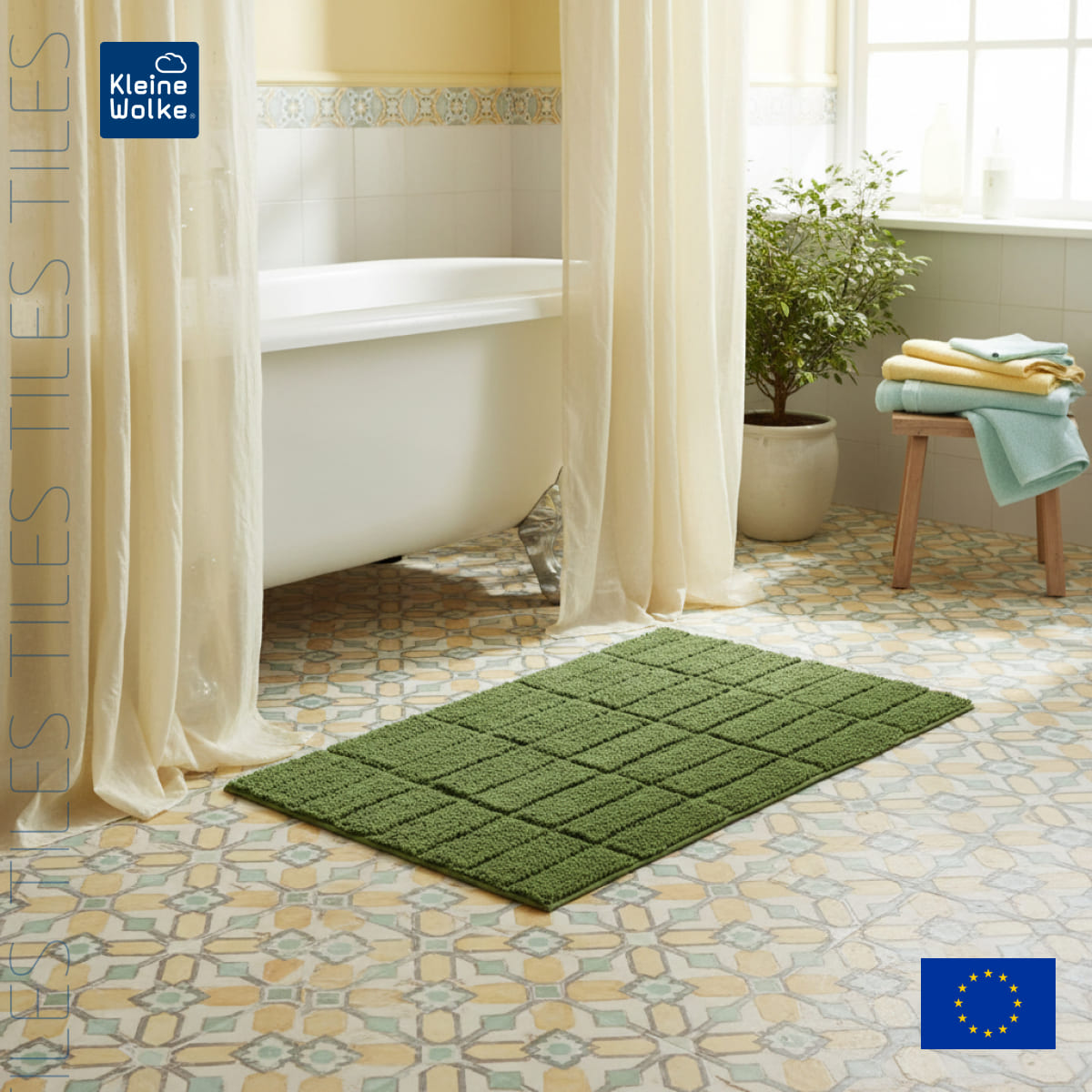 Коврик для ванной комнаты Kleine Wolke Tiles 60x100см темно-оливковый 9390₽