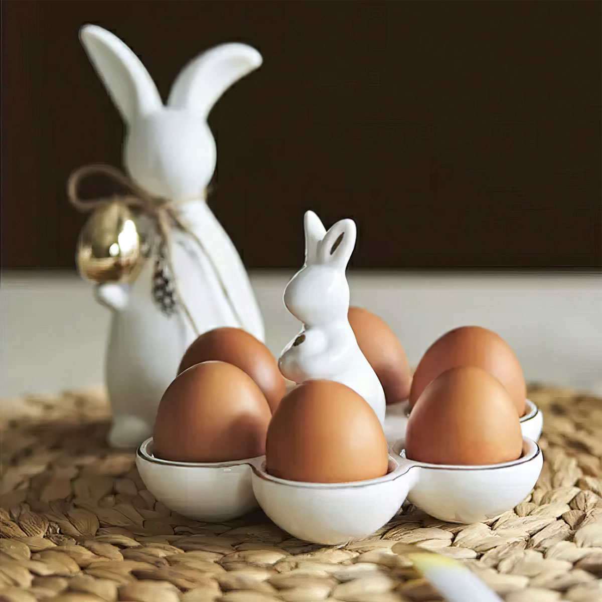 tkano дорожка на стол из стираного льна горчичного а из коллекции essential tkano Подставка для яиц Tkano Essential Easter Bunny