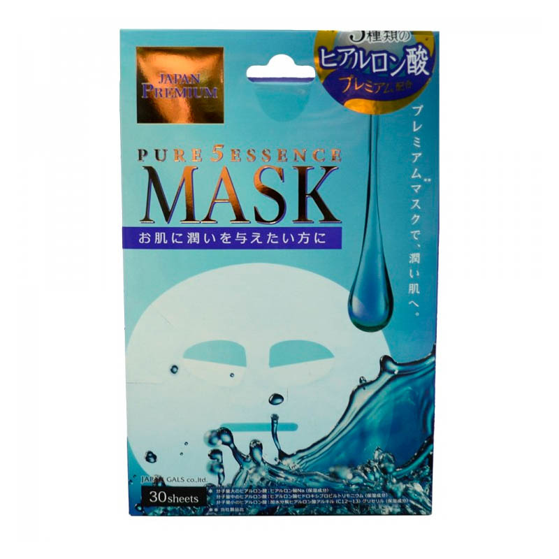 Маска для лица Japan Gals Premium c тремя видами гиалуроновой кислоты, 30шт маска для лица japan gals pure5 essential с коллагеном 1шт