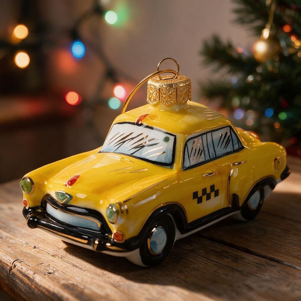 Елочная игрушка Лефортовский фарфор Автомобиль Такси