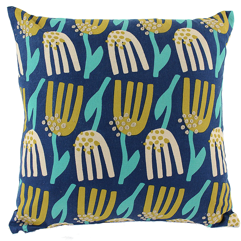 

Чехол для подушки темно-синего цвета с графичным принтом Lazy flower Cuts&Pieces 45х45, Многоцветие